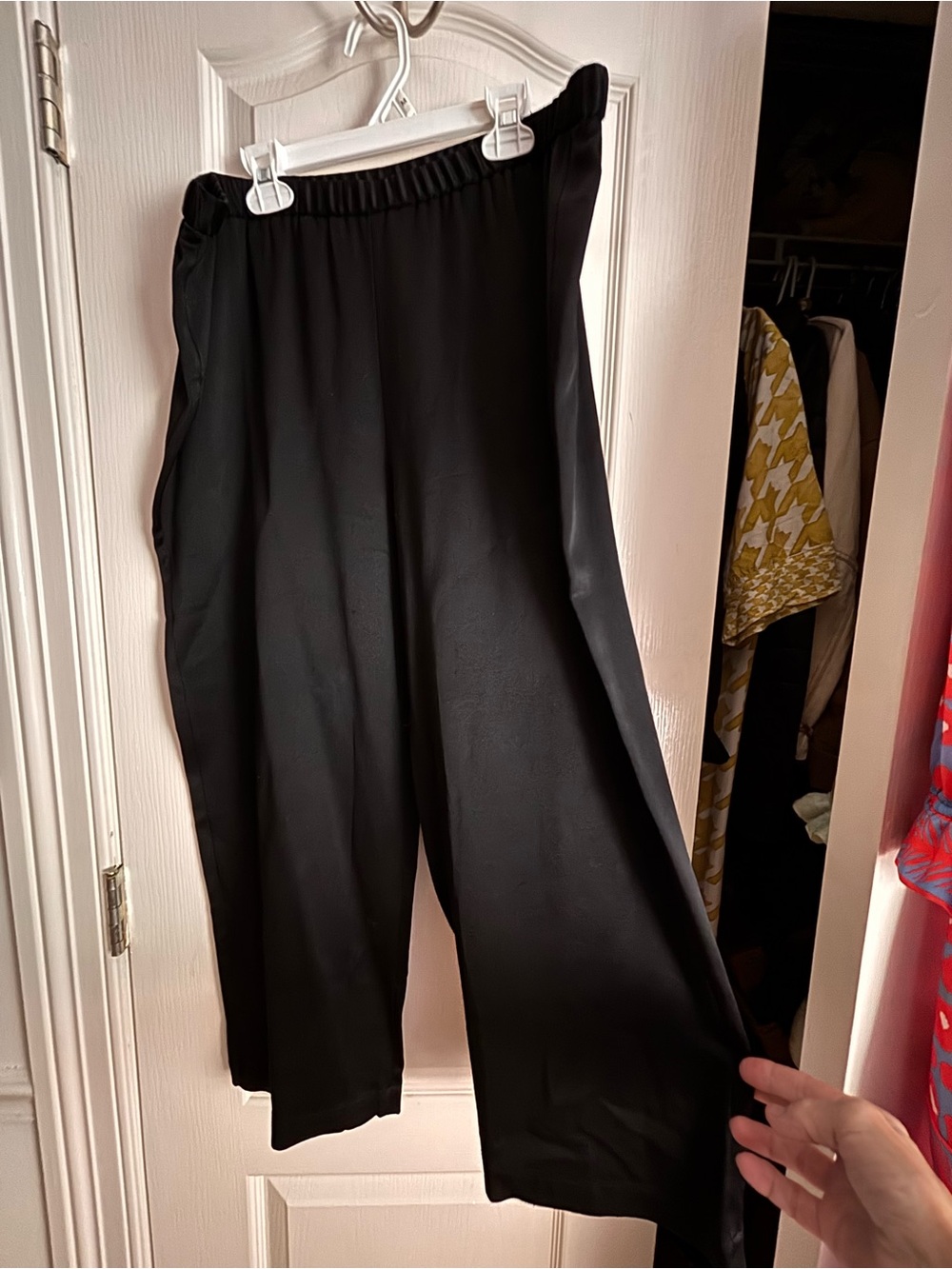 Eileen Fisher Black Wide-Leg Pull-On Pants